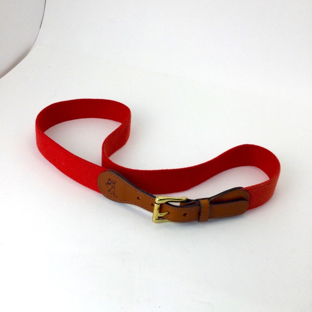 Leather Man‎ Limited Vintage Cotton Webbed Belt Embossed Mickey Mouse Golf